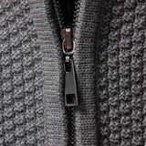 Twist Jacquard Zipper Stand Collar Sweater