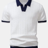 Contrast Knitted V Neck Polo Shirt