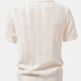 Relax Fit Crochet V Neck Knit Polo