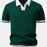 Contrast Knitted V Neck Polo Shirt