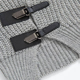 Leather Buckle Turtleneck Sweater